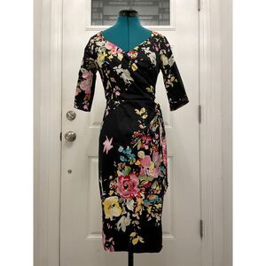 Pretty Dress Company black floral pencil dress UK10
